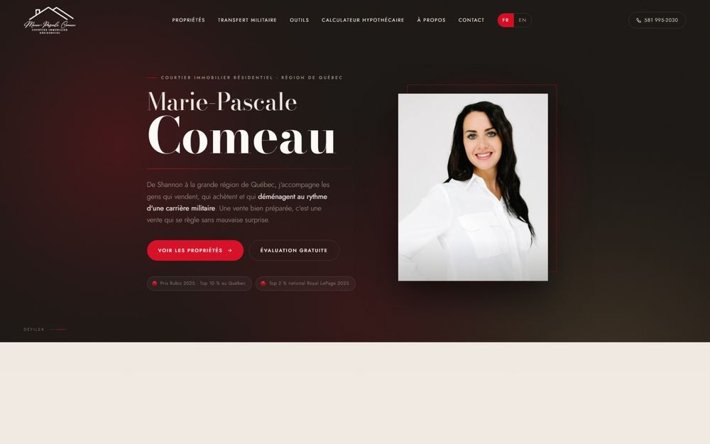 Aperçu du site de Marie-Pascale Comeau, courtière immobilière